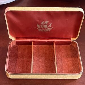 Vintage Red Jewelry Box with Ship Logo